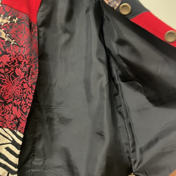 Allure colorblock leopard, zebra patchwork, zig zag design wool blazer - Picture 7 of 8